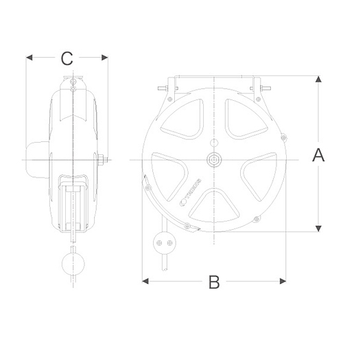 A：408mm、B：384mm、C：173mm