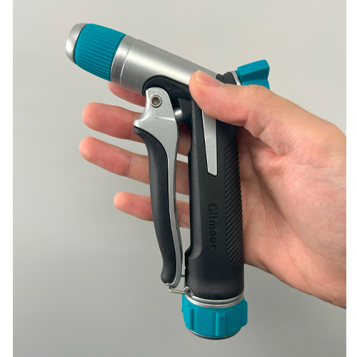 連続噴射クリップにより、握ることなく連続的にスプレー可能です。