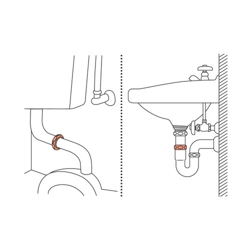 テール管とトラップU管の接続部に。