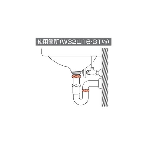 洗面器などの排水パイプ接続部（ツバ付き）の補修に