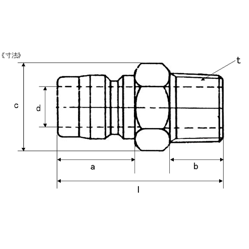 l：59mm　　a：28mm　　b：19mm\nc：32mm　　d：17mm　　t：R3/4”
