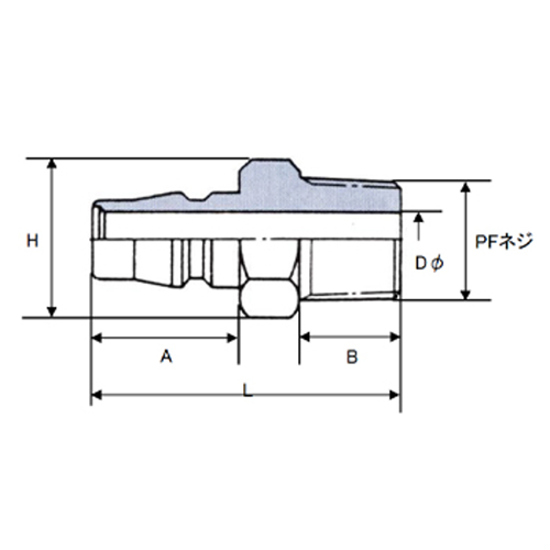 L：39mm　　A：20mm　　B：8mm\nH：14mm　　ねじ：1/4”　　D：φ7.5mm