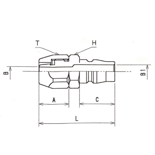 L：52mm　　A：24mm　　C：20mm\nH：23mm　　T：24mm　　B：φ7.5mm