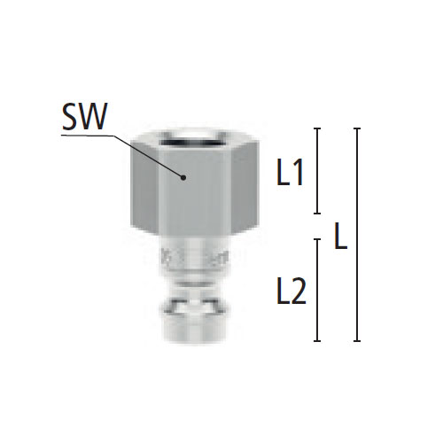 L：25mm　　　　SW：17mm\nL1：9mm　　　　L2：14mm