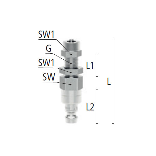 L：58mm　　　L1：18mm　　　L2：14mm\nSW：14mm　　SW1：14mm　　SW2：12mm\nG：M10×1.0
