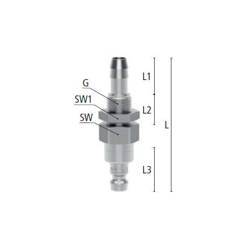 L：63.5mm　　　L1：17mm　　L2：14mm\nL3：14mm　　　SW：17mm　　SW1：17mm\nG：M12×1.0