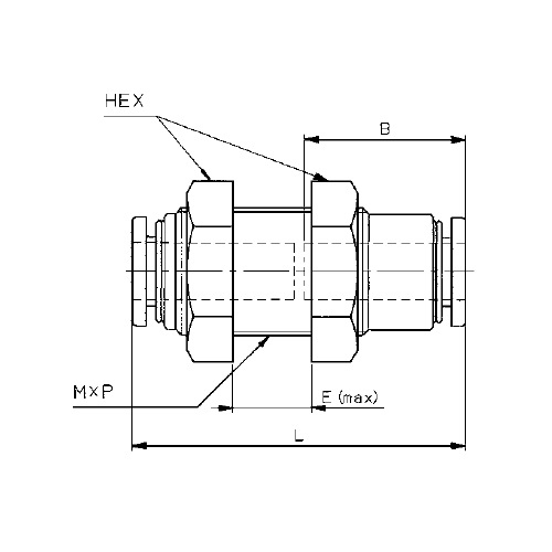 HEX：23mm　L：44.5mm　B：21.5mm\nE：18mm　M×P：M20×1