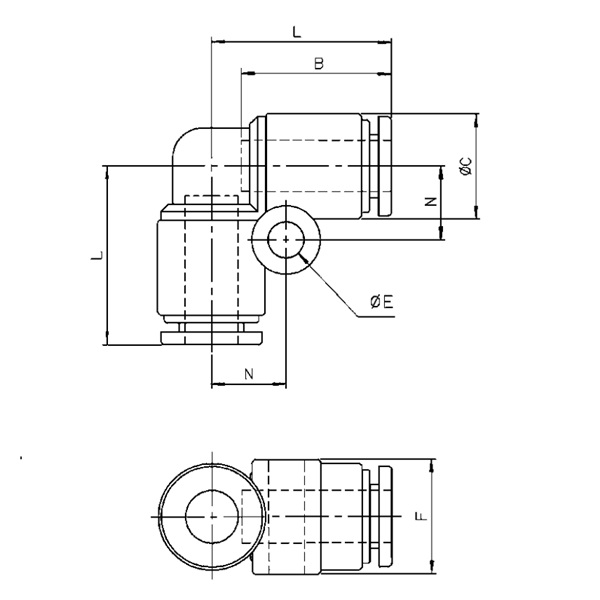 L：29.5mm　B：23mm　C：20mm\nE：4.2mm　F：21mm　N：12mm