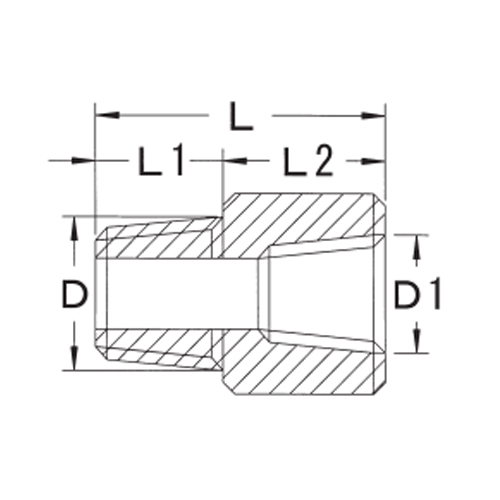 D：R3/8”　　　D1：Rc1/2”\nL：31mm　　　L1：12mm　　　L2：19mm