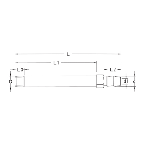 D：R1/4”　　　　d：12.5mm　　　d1：7mm\nL：130mm　　　L1：100mm\nL2：21mm　　　L3：11mm
