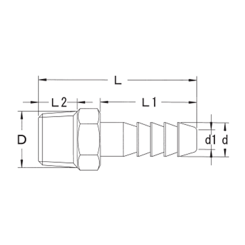 D：R1/8”　　　d：6.8mm　　　d1：4mm\nL：33mm　　　L1：20mm　　　L2：8mm