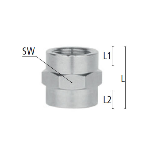L：15mm　SW：14mm　L1：8mm　L2：12mm