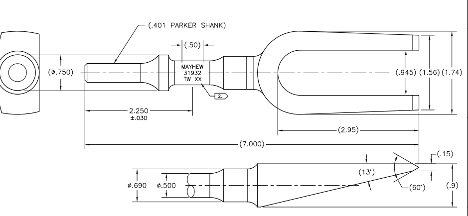 EA159SD-42｜10.2x117mm エアー用チゼル(ﾌｫｰｸ)のページ -