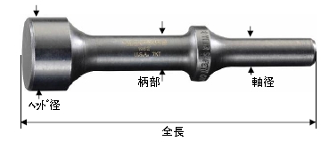 全長：102、ヘッド径：25.4、柄部：13、軸径：10.2(mm)