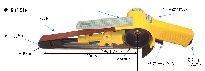 EA163SB｜16,000rpm/20x520mm エアーベルトサンダーのページ -