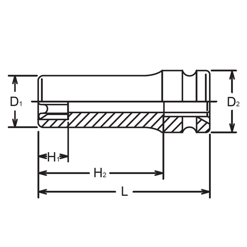 D1：14.2mm　　D2：25mm　　H1：8.2mm\nH2：62mm　　L：80mm