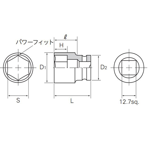 S：30mm、D1：44㎜、D2：29㎜、\nH：20㎜、L：47㎜、l：29mm