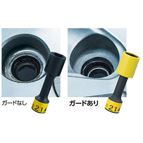 ホイールが傷つきにくい樹脂製ガード付き
