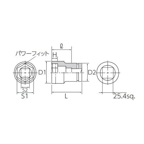 サイズ（mm）\nS：35、D1：50、D2：50、H：25、L：80、l：50