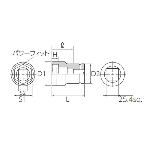 サイズ（mm）\nS1：35、S2：17、D1：50、D2：50、H：13、L：83、l：53