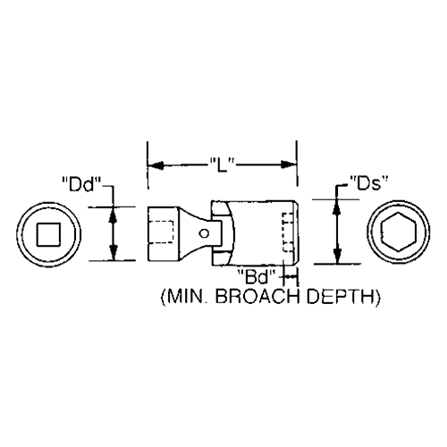L：57.94mm　Ds：25.4mm\nDd：20.65mm　Bd：11.91mm