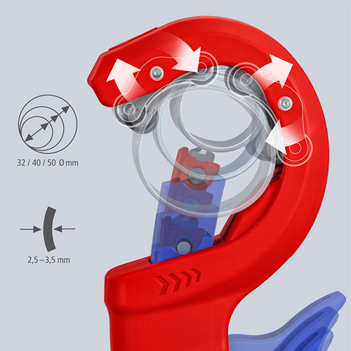 厚さ2.5～3.5mmのPVC・PP・PEパイプを切断します。