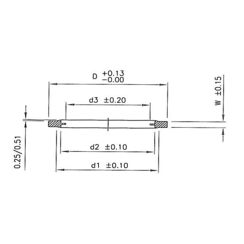 D：23.80mm　　　d1：18.75mm\nd2：17.28mm　　　d3：14.96mm\nW：2.03mm