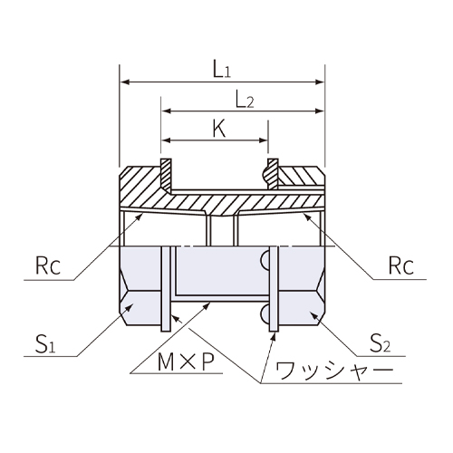 Rc：1/2\"　　S1：30mm　　S2：30mm\nL1：31mm　　L2：24.5mm\nK：10mm　　M×P：27×1.5mm