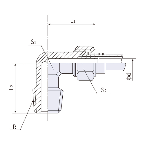 R：1/4”　　φd：6.5mm\nL1：26mm　　L2：25mm\nS1：14mm　　S2：17mm