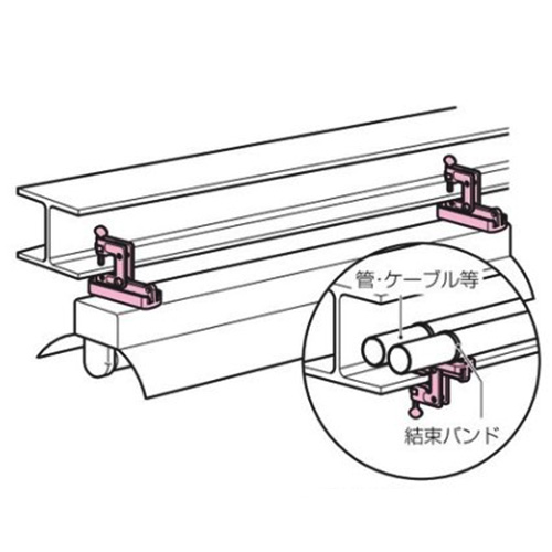 結束バンドなどで配管材・ケーブルなどの固定もできます