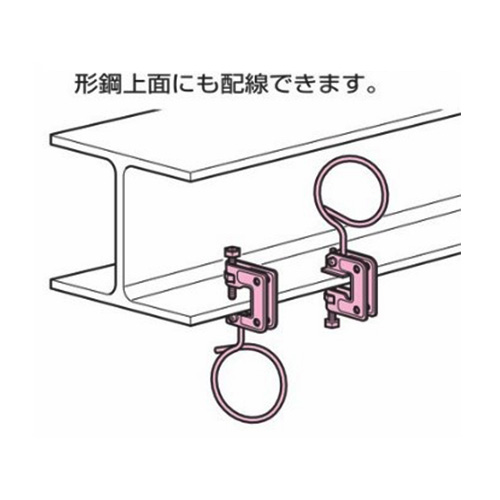 ケーブル支持部はループ状ハンガーのため形鋼上面にも配線できます