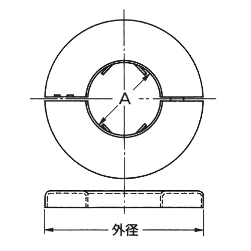 A：114.3mm、外径：185mm