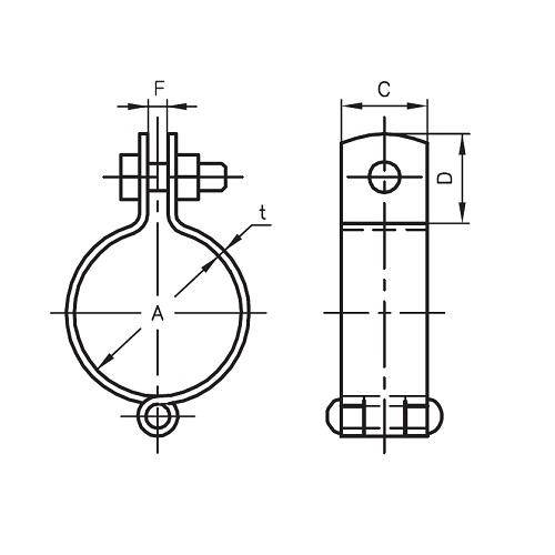 A：278mm、F：6mm、t：3.2mm、C：25mm、D：26mm