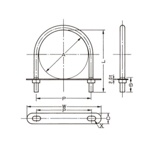20A　C：25mm　W：86mm　X：φ11×20L　L：59mm　P：41mm　S：30mm