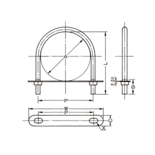 13A　C：15mm　W：51mm　X：φ7×12L　L：41mm　P：24mm　S：25mm\n