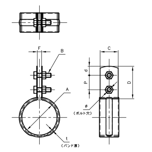 A：22.22㎜　　　B：M6×20㎜　　　C：25㎜\nD：45㎜　　　ｄ：12.5㎜　　　Ｐ：20㎜\nｔ：0.6㎜　　　φ：7.0㎜