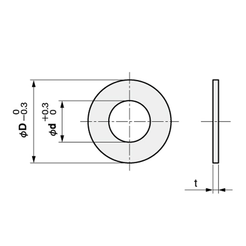 d：φ4mm　　D：φ8mm\nt：0.1・0.2・0.3・0.5mm