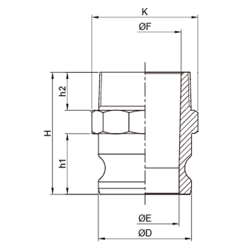 D：φ32mm　　E：φ14mm\nF：φ12mm　　K：34mm\nh1：27mm　　h2：20mm　　H：62mm