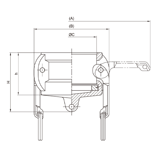 A：183mm　　B：78mm　　C：φ46mm\nh：48mm　　H：65mm