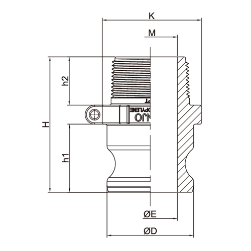 M：R3B　　　K：107mm\nD：φ91mm　　E：φ72mm\nh1：52mm　　h2：38mm　　H：110mm