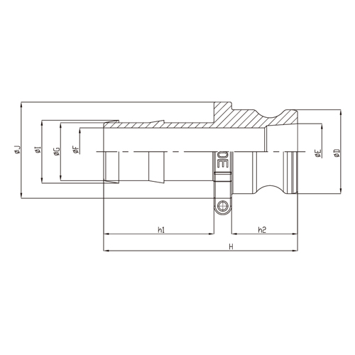 D：φ91mm　　E：φ71mm\nF：φ61mm　　G：φ75mm　　I：φ80mm\nh1：102mm　　h2：52mm　　H：173mm