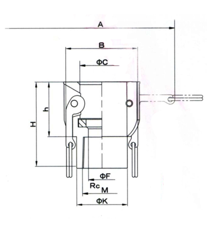 M：Rc3B　　　A：249mm　　B：138mm\nC：φ92mm　　F：φ77mm\nK：110mm　　h：59mm　　H：91mm