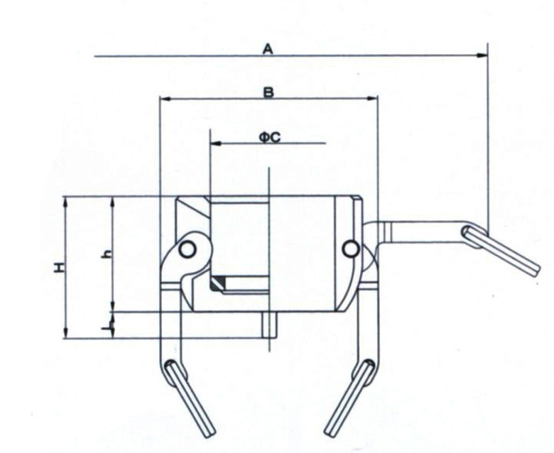 A：198mm　　B：99mm　　C：φ64mm\nL：13mm　　h：57mm　　H：70mm