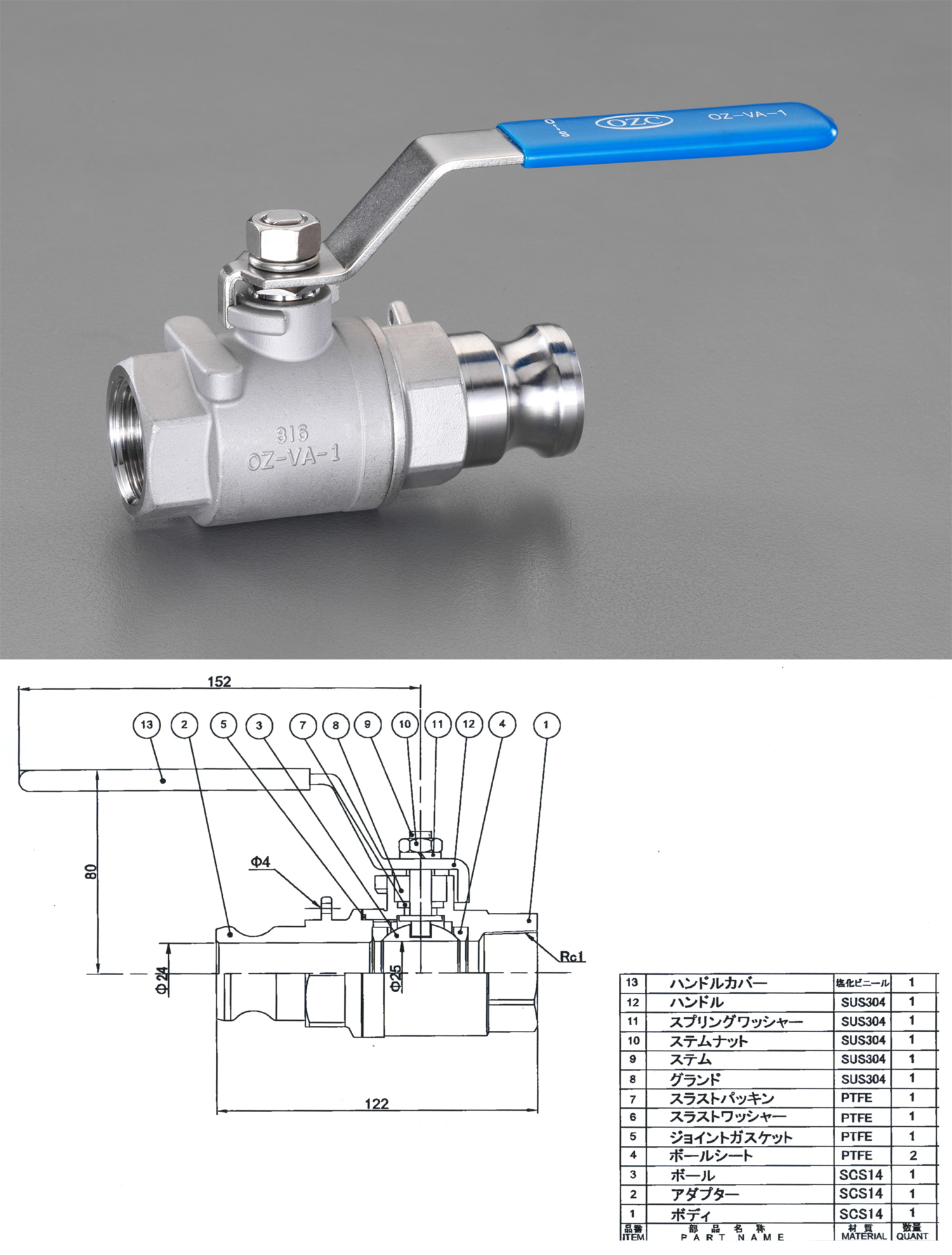 Ea462bz 8 1 ボールバルブ ｶｯﾌﾟﾘﾝｸﾞ式 ｽﾃﾝﾚｽ のページ Sakkey エスコの商品を検索