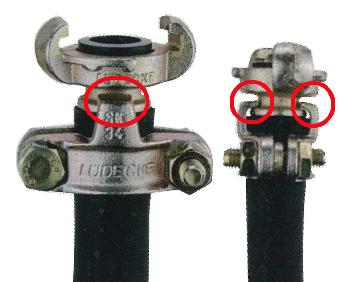 継手とホースの接続をホールドするセーフティクロー付き