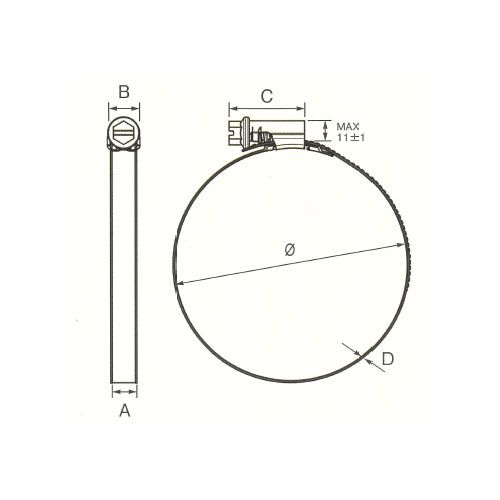 φ：20～32mm\nA：12mm　　　B：14.6±1mm\nC：30±1mm　　　D：0.8±0.1mm\n