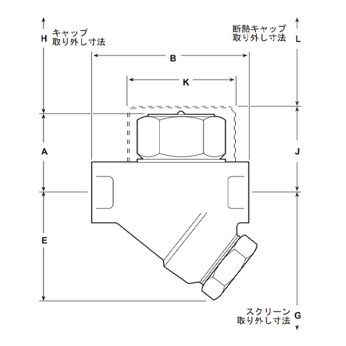 A：48mm　　B：95mm　　E：60mm\nG：100mm　　H：20mm　　J：58mm\nK：57mm　　L：38mm