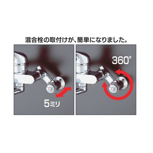 壁に取付けた状態でも、前後位置5mm、360°調整が可能！
