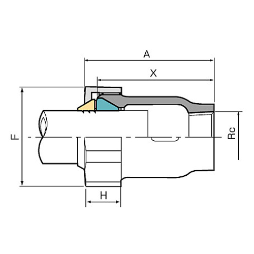 A：66.5mm　　　X：58mm　　　　Rc：1/2”\nF：44mm　　　　H：19mm
