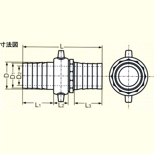 L：120mm　　L1：47mm　　L2：43mm\nL3：22mm　　D：40mm　　D1：38mm\nD2：30mm